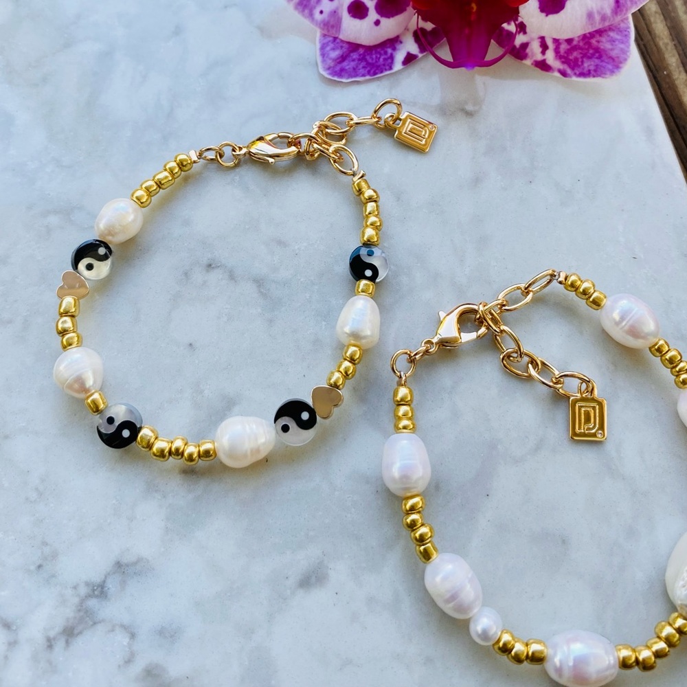DANNIJO Valeria Bracelet Freshwater Pearl Yin Yang set NWT - Picture 11 of 16
